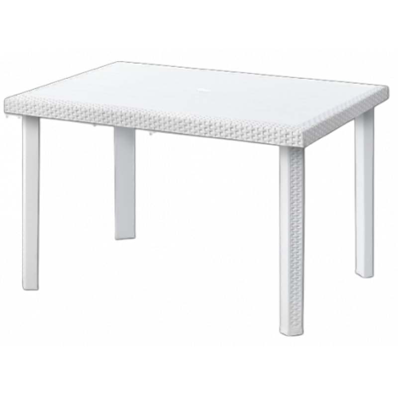 CALAF τραπέζι κήπου πλαστικό ΛΕΥΚΟ, 80x117xH73