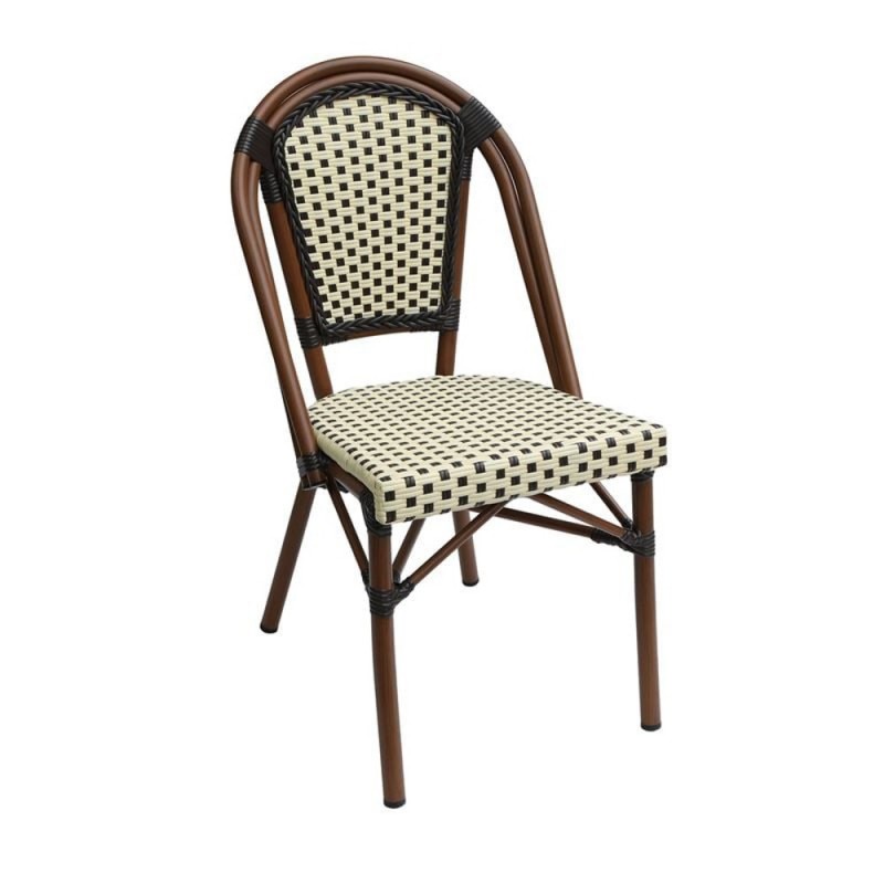 PARIS Καρέκλα Bistro Αλουμίνιο Καρυδί, Wicker Μπεζ - Καφέ, Στοιβαζόμενη Κωδικός: [Ε-00025577] Ε291,6
