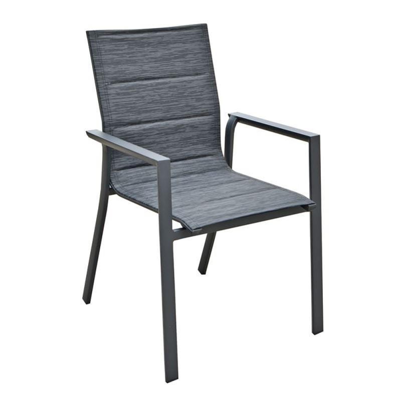 NAPOLI Πολυθρόνα Dining Αλουμίνιο Βαφή Μαύρο Textilene Ανθρακί, Στοιβαζόμενη Κωδικός: [Ε-00025924] Ε6728,1 ΔΙΑΣΤΑΣΕΙΣ 59x62x90cm