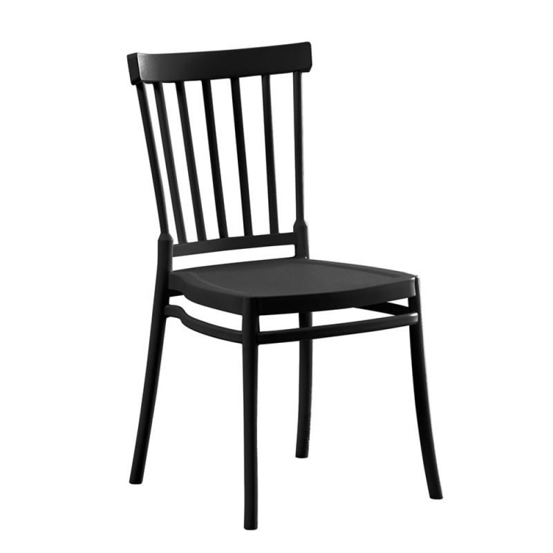 WINDSOR Καρέκλα Τραπεζαρίας Κήπου Στοιβαζόμενη, PP Μαύρο UV Protection Κωδικός: [Ε-00024465] Ε401,2 ΔΙΑΣΤΑΣΕΙΣ 46x53x86cm