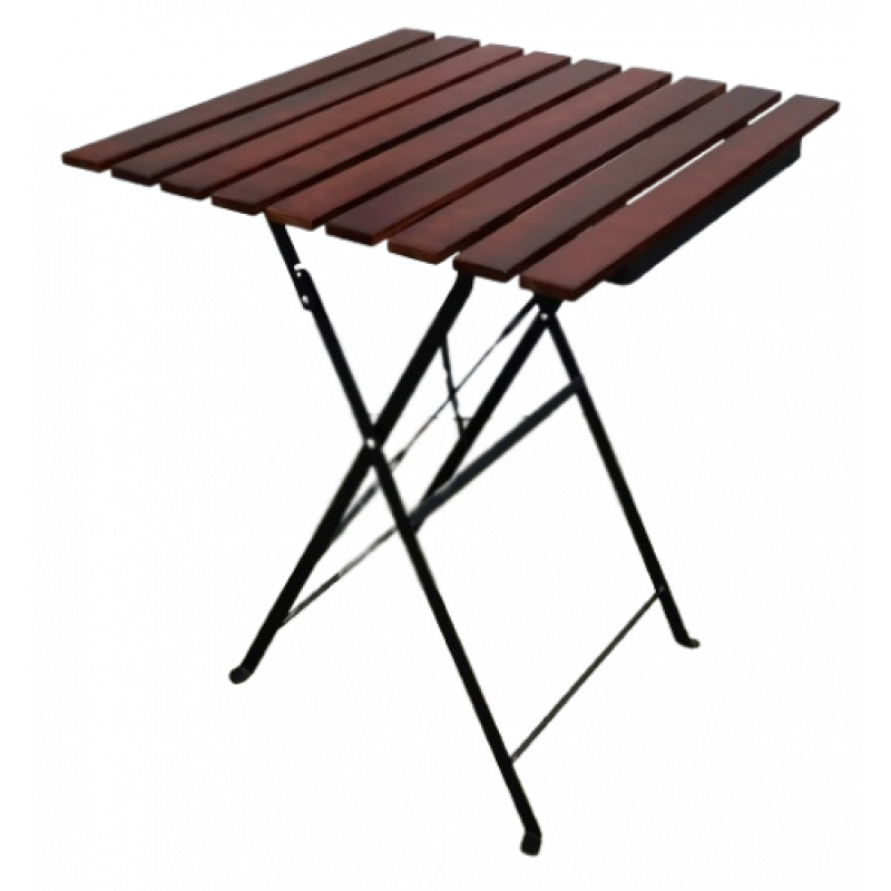 TRADITIONAL-T-WOOD τραπέζι κήπου μεταλλικό με ξύλο ΚΑΡΥΔΙ / 60x60xH70