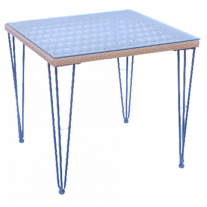 LEON τραπέζι κήπου μεταλλικό wiker ΦΥΣΙΚΟ 80x80xH75