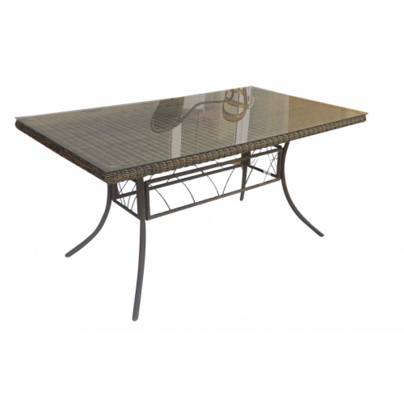 NIMES-T τραπέζι κήπου μεταλλικό με rattan 90x150xH75