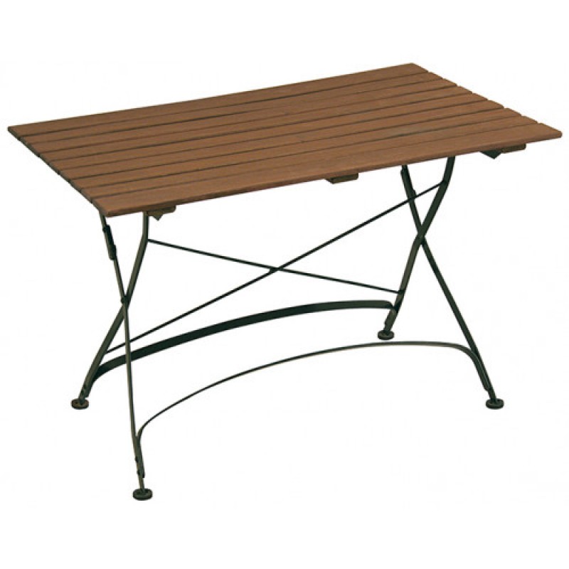 BRAZIL τραπέζι κήπου μεταλλικό με ξύλο ΚΑΡΥΔΙ, 70x110xH75