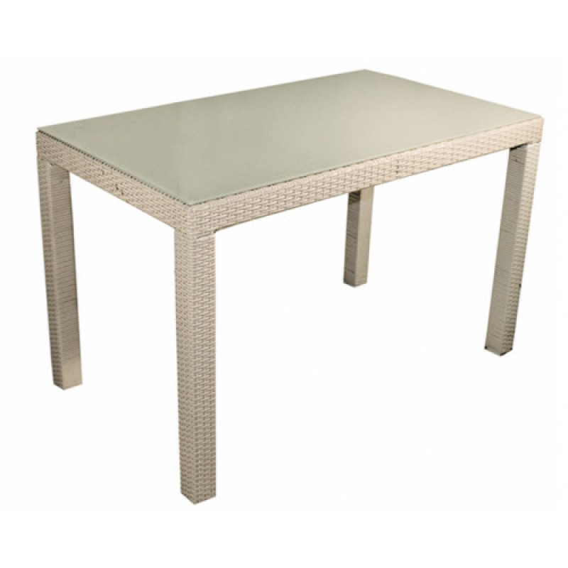 MO-032 τραπέζι κήπου αλουμινίου wicker ΕΚΡΟΥ, 70x120xh75