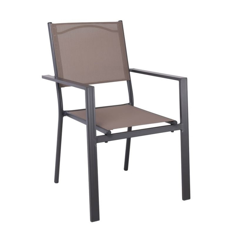 AMIRAL Πολυθρόνα Dining Στοιβαζόμενη, Aλουμίνιο Ανθρακί - Textilene Cappuccino Κωδικός: [Ε-00025946] Ε6794,4 ΔΙΑΣΤΑΣΕΙΣ 58x57x89cm