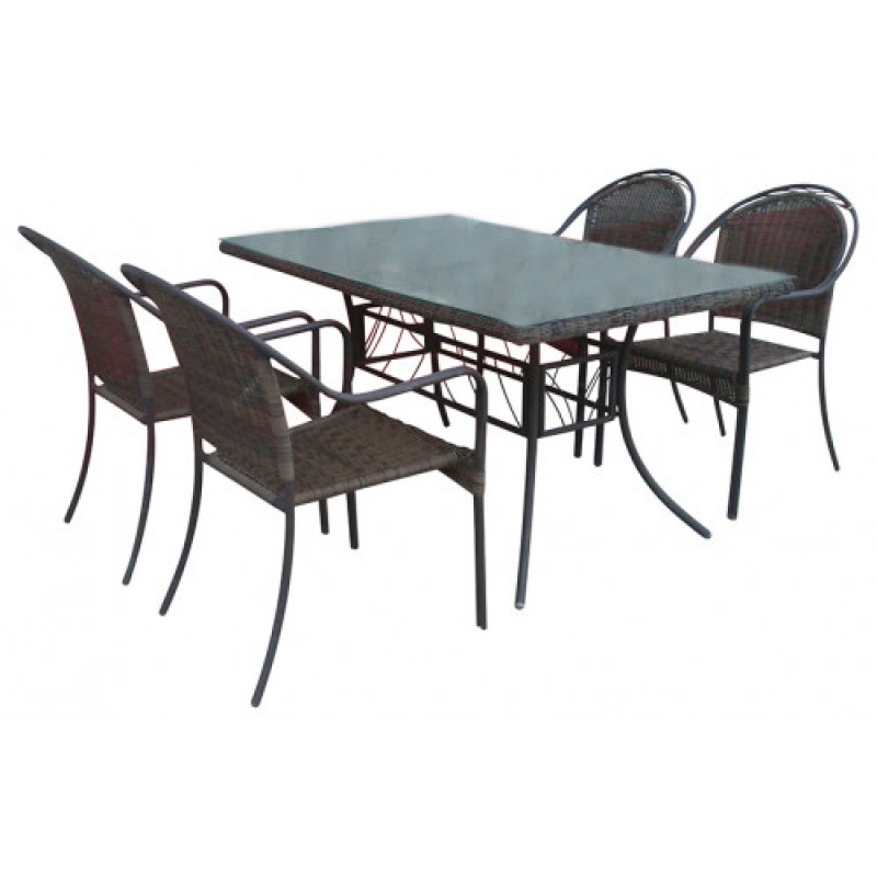 NIMES-SET σετ κήπου μεταλλικό με rattan 90x150xH75 / 55x55xH75