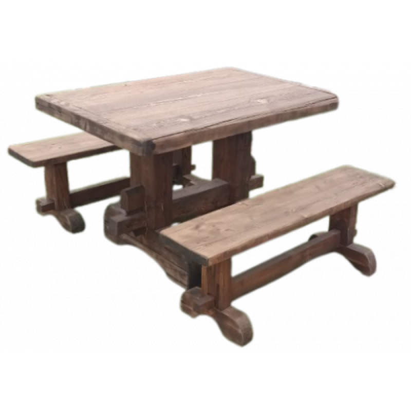 ΜΟΝΑΣΤΗΡΙΑΚΟ-ΖS σετ κήπου ξύλινo ΚΑΡΥΔΙ, 150x80/+30/+30