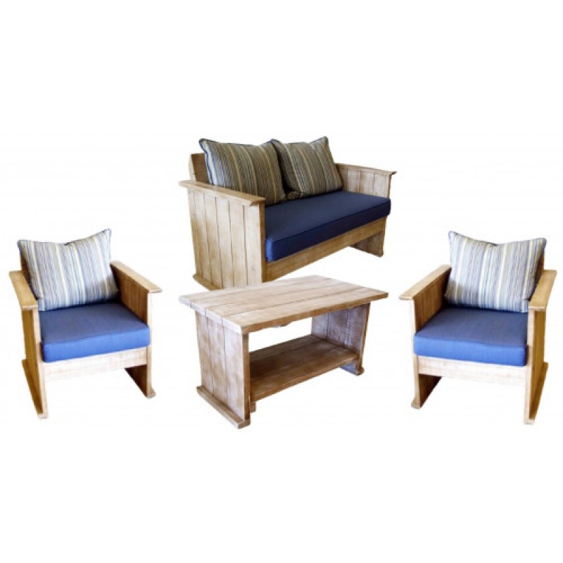 WOODEN-SET κήπου ξύλινος με μαξιλάρια ΧΡΩΜΑ ΕΠΙΛΟΓΗΣ, Π63x63x80 / Κ120x63x80 / Τ70x50xH45