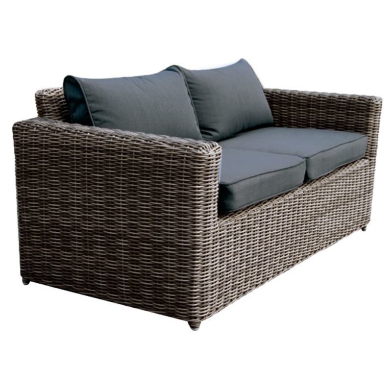 ARIZONA 2Θέσιος Καναπές Κήπου ALU, 4mm Half-Round Wicker Grey Brown, Μαξιλάρια Ανθρακί Κωδικός: [Ε-00012828] Ε6734,2 ΔΙΑΣΤΑΣΕΙΣ 138x77x73cm
