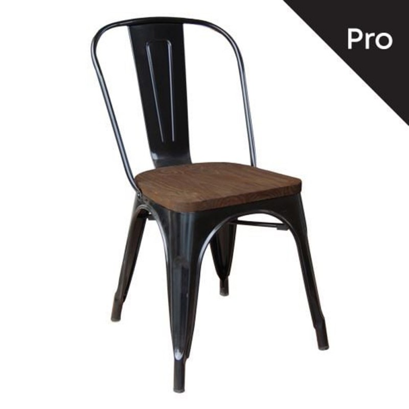 RELIX Wood Καρέκλα-Pro, Στοιβαζόμενη, Μέταλλο Βαφή Μαύρο, Κάθισμα Dark Oak Κωδικός: [Ε-00015496] Ε5191W,11 ΔΙΑΣΤΑΣΕΙΣ 45x51x85cm