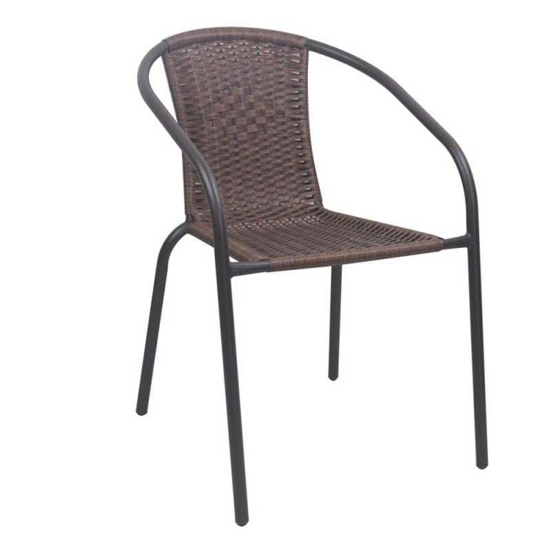 BALENO-W Πολυθρόνα Στοιβαζόμενη, Μέταλλο Βαφή Καφέ, Wicker Brown Κωδικός: [Ε-00025912] Ε2401,0