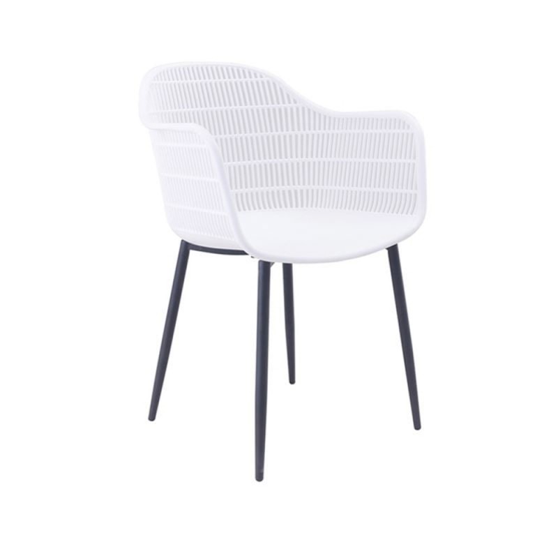 BERRY Πολυθρόνα Μέταλλο Βαφή Μαύρο, PP-UV Άσπρο Κωδικός: [Ε-00020426] ΕΜ155,2Μ ΔΙΑΣΤΑΣΕΙΣ 58x58x85cm Συσκευασία 6 Τεμαχίων