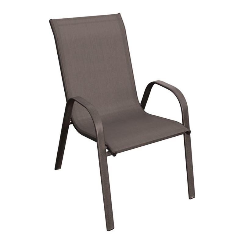 RIO Πολυθρόνα Στοιβαζόμενη Κήπου, Μέταλλο Βαφή Καφέ, Τextilene Καφέ (4,20kg) Κωδικός: [Ε-00022094] Ε270,6