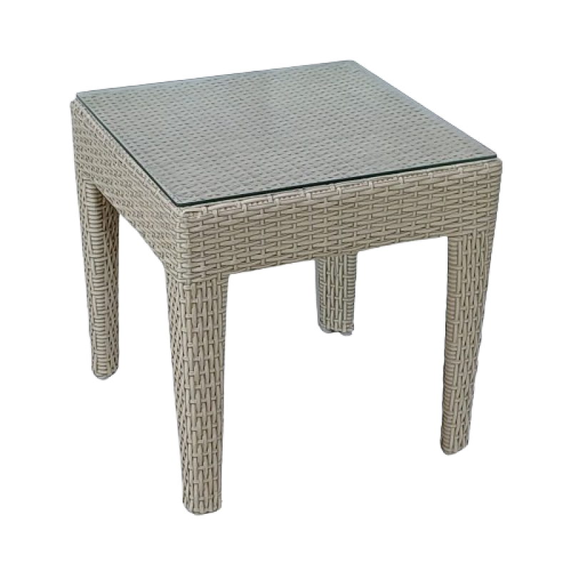 ML-010 τραπεζάκι κήπου αλουμινίου wicker ΕΚΡΟΥ, 46x46xH46
