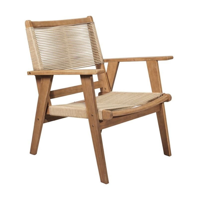 COFFEE Living Πολυθρόνα Καθιστικού Βεράντας - Κήπου, Ακακία Φυσικό-Rope Wicker Μπεζ Κωδικός: [Ε-00026008] Ε2351,2 ΔΙΑΣΤΑΣΕΙΣ 66x71x84cm