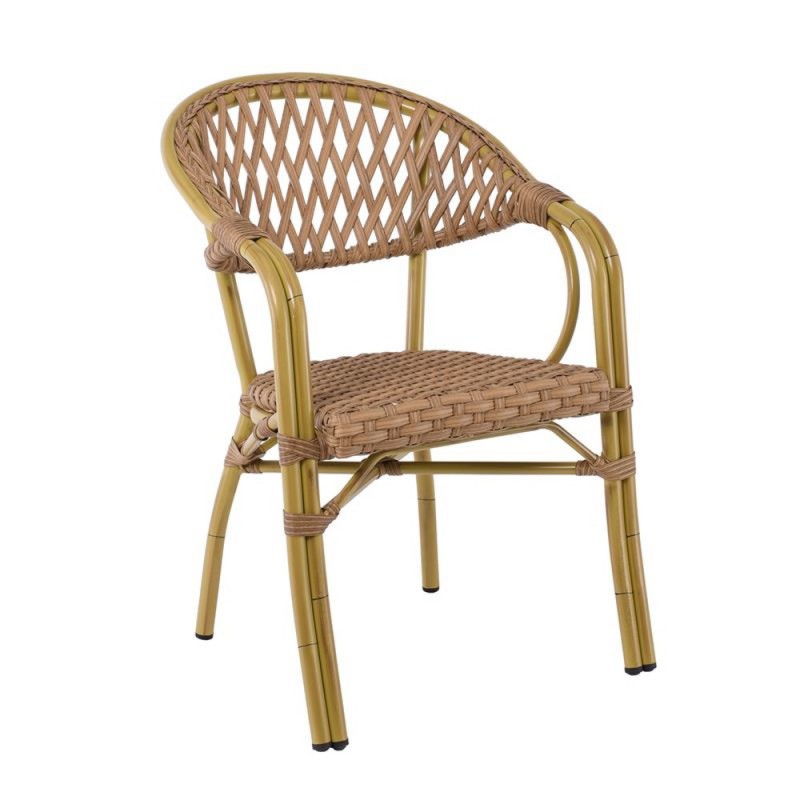 VEGERA Rattan Πολυθρόνα Dining Αλουμίνιο Φυσικό, Wicker Φυσικό, Στοιβαζόμενη Κωδικός: [Ε-00020108] Ε2580 ΔΙΑΣΤΑΣΕΙΣ 57x59x84cm