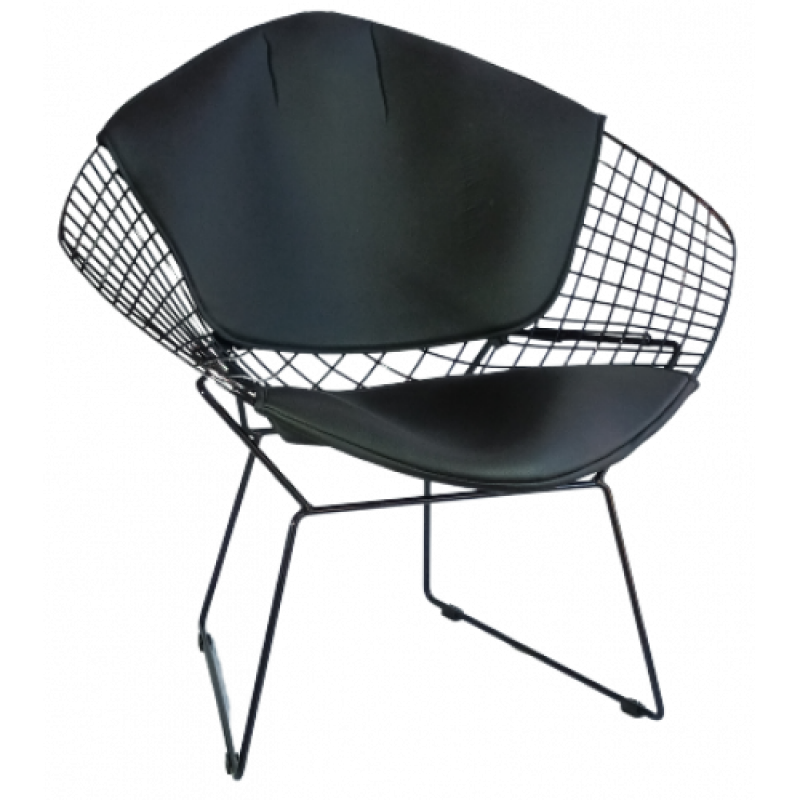 BERTOYA-ARMS πολυθρόνα μεταλλική ΜΑΥΡΗ με ΜΑΞΙΛΑΡΙ, 82x66x82