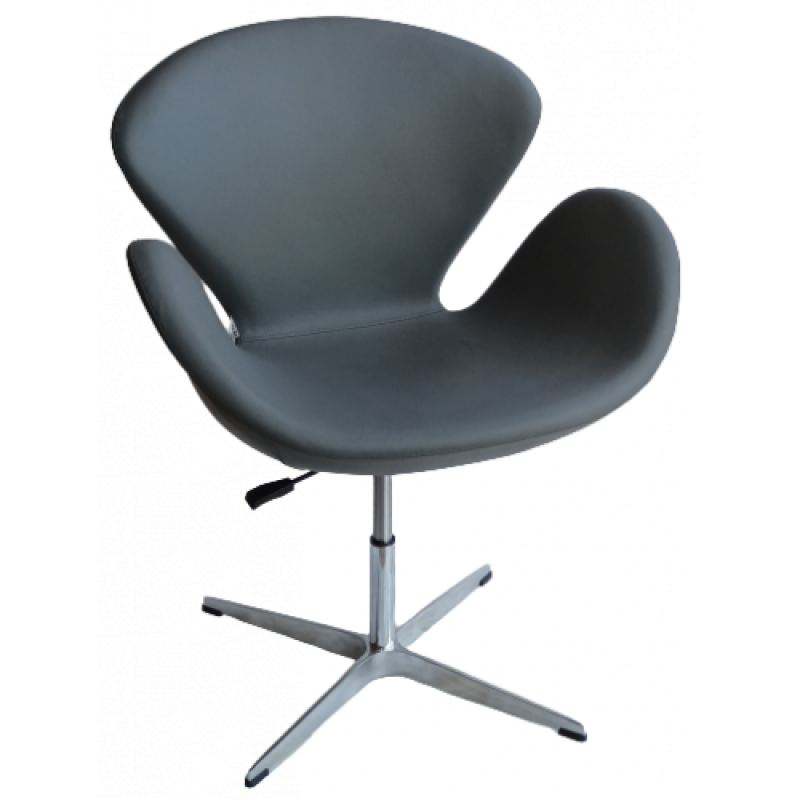 SPACE πολυθρόνα μεταλλική ΧΡΩΜΙΟ κάθισμα δερματίνη ΓΚΡΙ, 70x58xH82