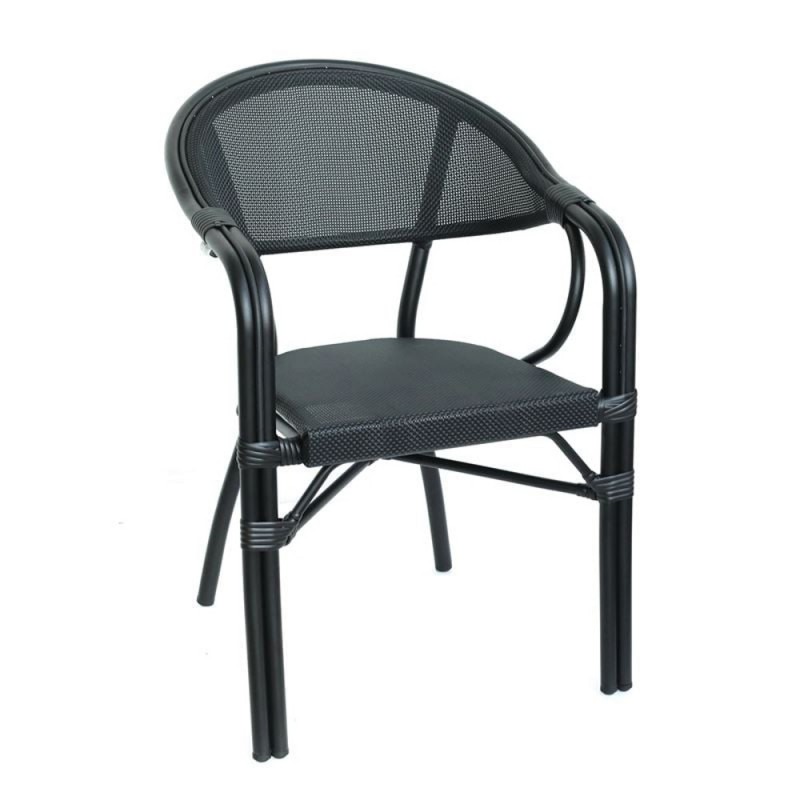 VEGERA Πολυθρόνα Dining Αλουμίνιο Βαφή Μαύρο Textilene Μαύρο, Στοιβαζόμενη Κωδικός: [Ε-00025663] Ε258,14 ΔΙΑΣΤΑΣΕΙΣ 57x58x83cm