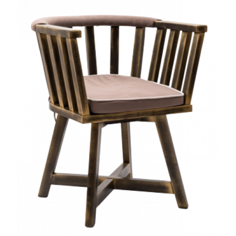 ERATO-MP πολυθρόνα ενιαίου χώρου ξύλo WENGE-ΧΡΥΣΟ με μαξιλάρι ΥΦ. ΚΑΦΕ / 60x53x76