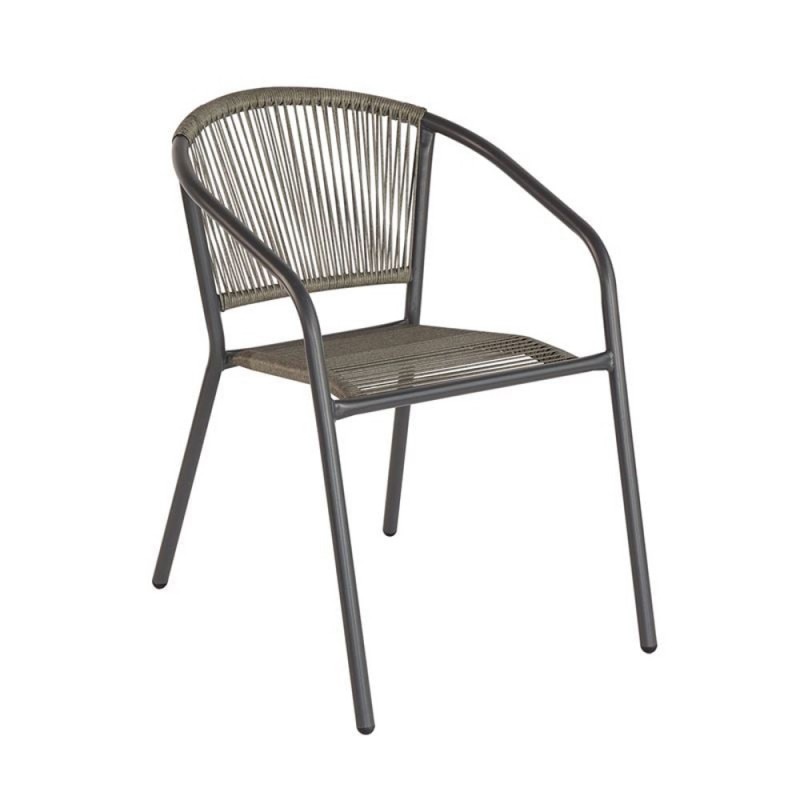 PATTY Πολυθρόνα Στοιβαζόμενη Κήπου, Μέταλλο Βαφή Ανθρακί, PE Rattan Γκρι Κωδικός: [Ε-00026037] Ε2391,2 ΔΙΑΣΤΑΣΕΙΣ 54x61x73cm