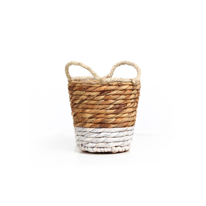 Καλάθι Jununca top edge natural with white Small (20×20/26) Soulworks 0510056