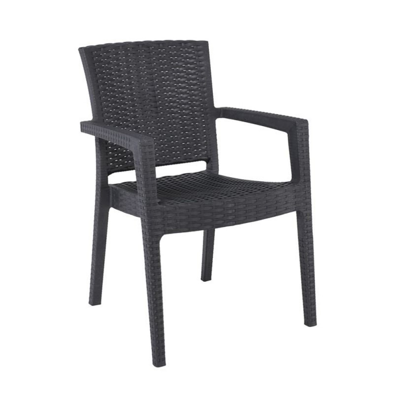 LORA-Pro Πολυθρόνα Στοιβαζόμενη, PP (Rattan Look) Απόχρωση Ανθρακί Κωδικός: [Ε-00025540] Ε303,30 ΔΙΑΣΤΑΣΕΙΣ 58x61x87cm