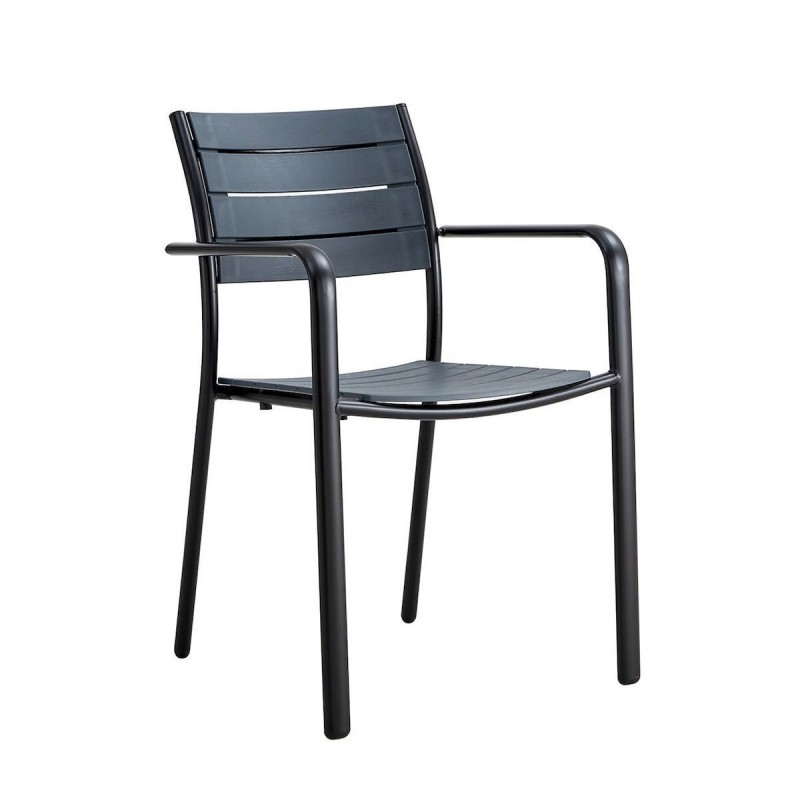 SAGA Πολυθρόνα Στοιβαζόμενη, Μέταλλο Βαφή Μαύρο, PP-UV Ανθρακί Κωδικός: [Ε-00025951] Ε6710,2 ΔΙΑΣΤΑΣΕΙΣ 56x57x84cm