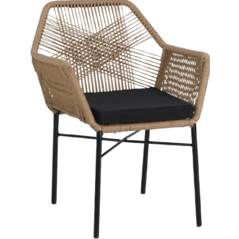 PHUKET πολυθρόνα εξοπλισμού μεταλλική wicker ΦΥΣΙΚΟ με ΜΑΞΙΛΑΡΙ / 63x60xH83