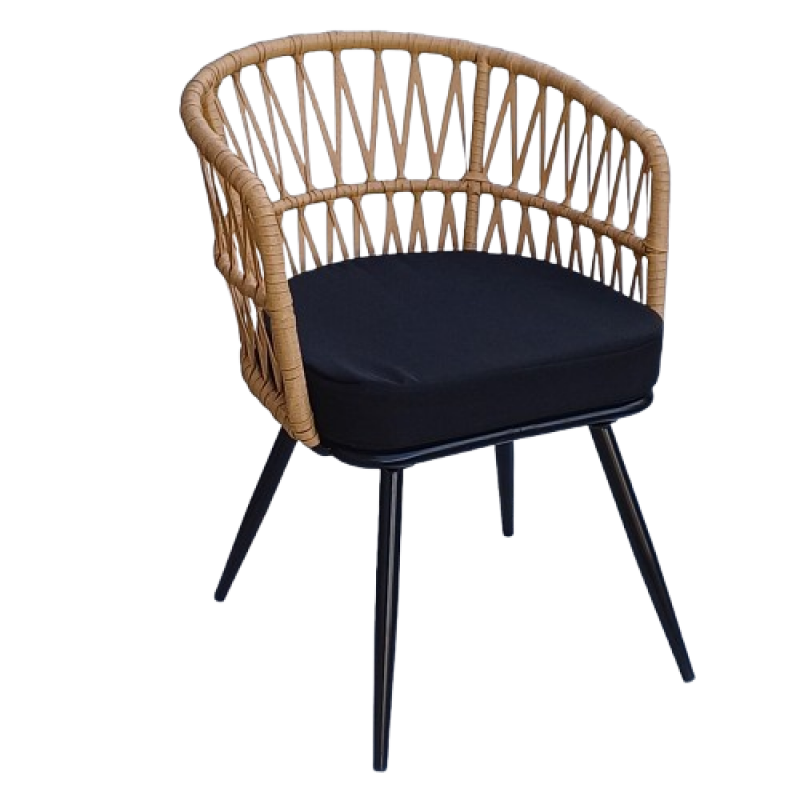 SRILANKA πολυθρόνα μεταλλική wicker ΦΥΣΙΚΟ με ΜΑΞΙΛΑΡΙ / 61x55xH80