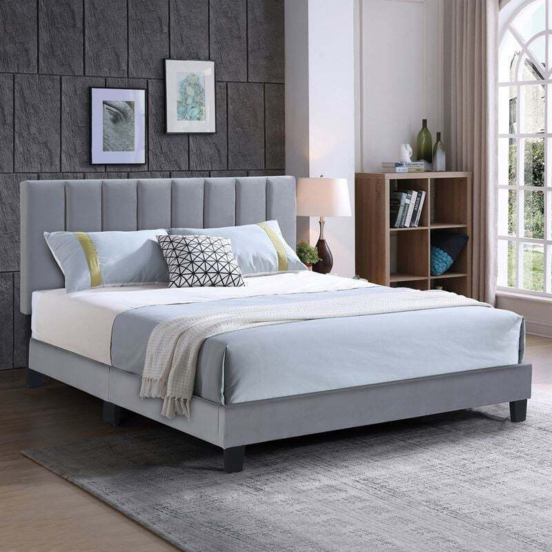 Allegro Κρεβάτι Υπέρδιπλο Επενδυμένο με Ύφασμα Γκρι για Στρώμα 160x200cmΚωδικός: Ε8804,31