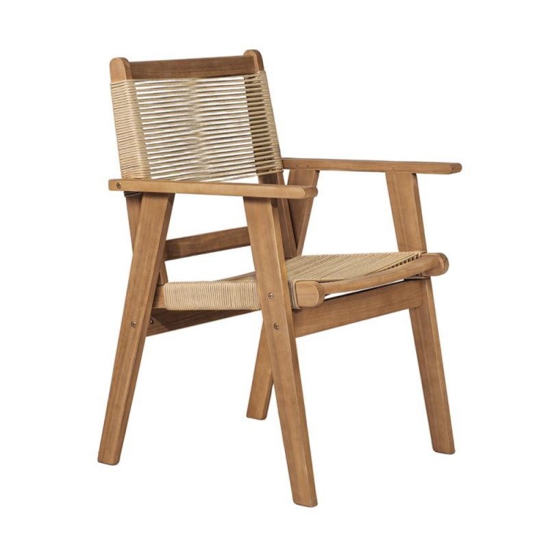 COFFEE Dining Πολυθρόνα Βεράντας - Κήπου, Ξύλο Ακακία Φυσικό, Rope Wicker Μπεζ Κωδικός: [Ε-00026006] Ε2350,2 ΔΙΑΣΤΑΣΕΙΣ 58x56x87cm