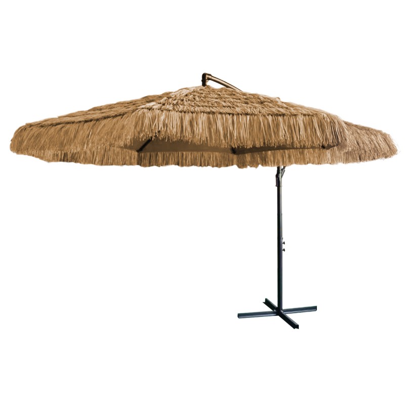 Γωνιακή Στρογγυλή Ομπρέλα 270cm ,Περιστρεφόμενη 360 , Με Μεταλλικό Σκελετό Και Κρόσια Χόρτο Κωδικός: 23896