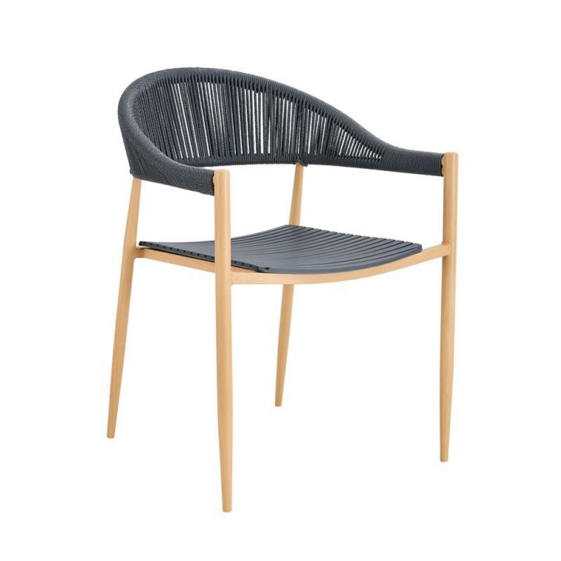 MALTA Πολυθρόνα Στοιβαζόμενη, Μέταλλο Βαφή Φυσικό, PP-UV Γκρι, Rope Wicker Γκρι Κωδικός: [Ε-00025975] Ε6722,4 ΔΙΑΣΤΑΣΕΙΣ 57x57x76cm