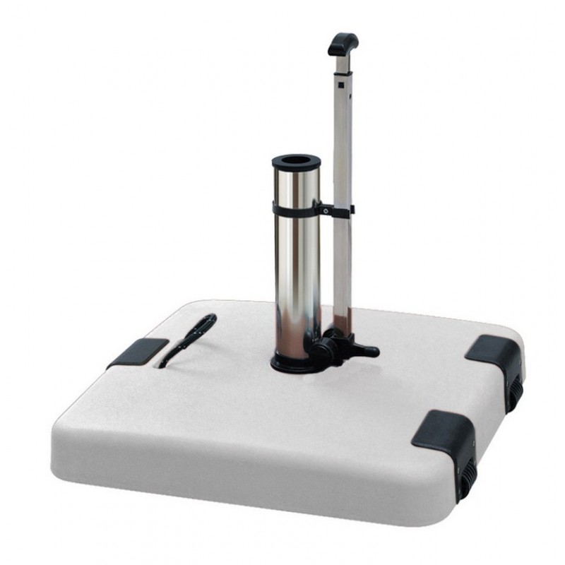 Λευκή Τσιμεντένια Βάση Ομπρέλας 50Kgr , Με Λαβή Και Ρόδες Κωδικός: LTH50W