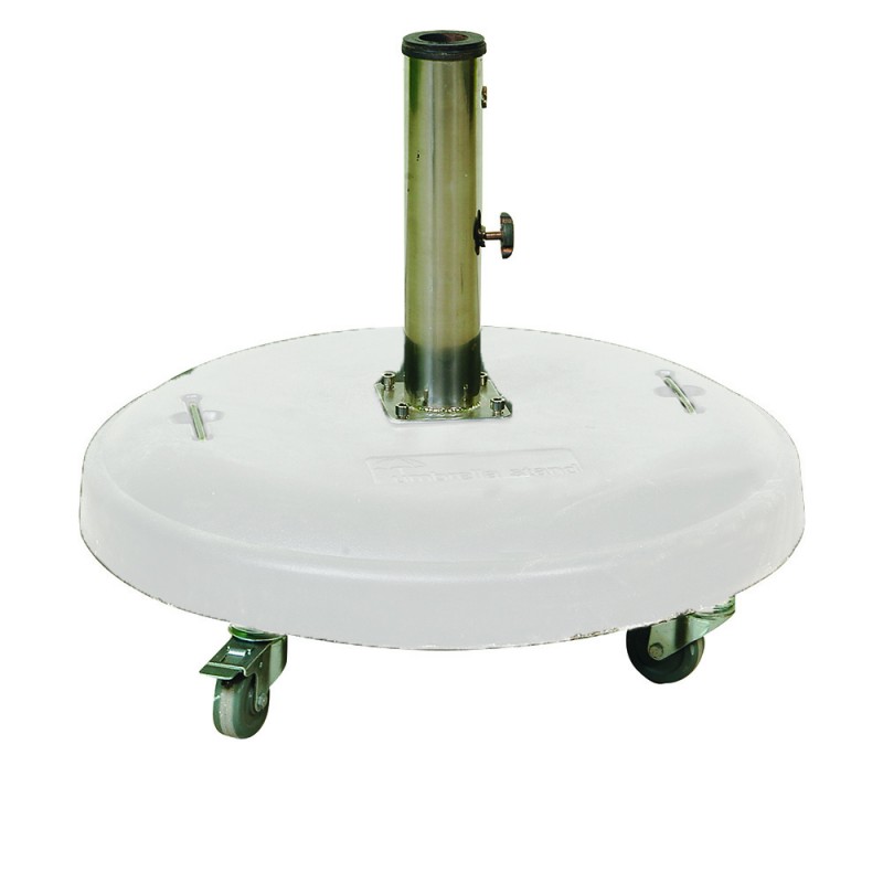 Λευκή Τσιμεντένια Βάση Ομπρέλας 50Kgr , ⌀ 60cm ,Με Ροδάκια Και Φρένο Κωδικός: NTH50-W