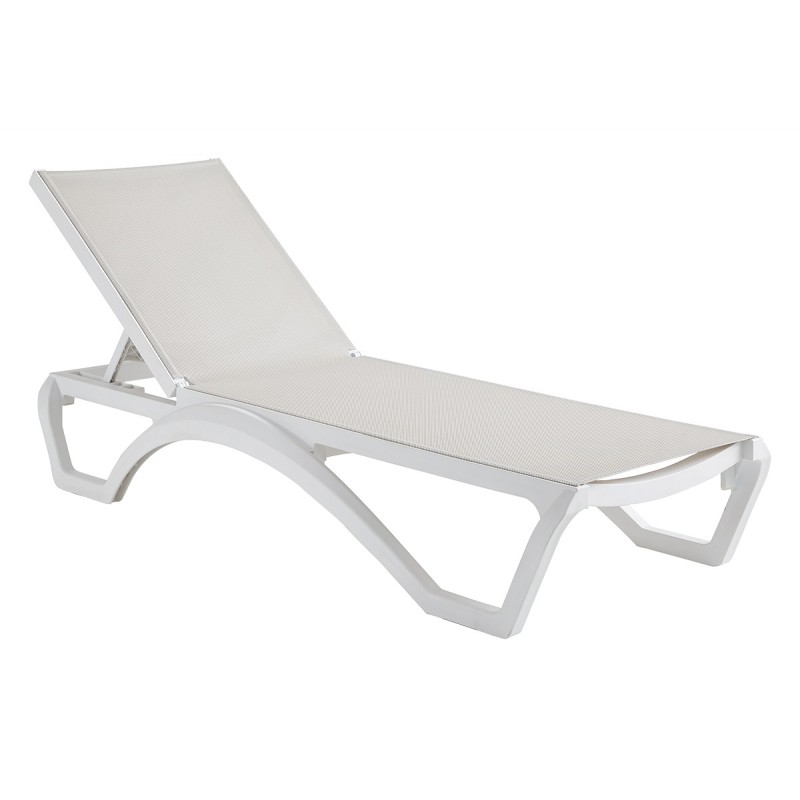Λευκή Ανακλινόμενη Ξαπλώστρα 5 Θέσεων Πολυπροπυλένιου Με Uv Προστασία Και Διάτρητο Ύφασμα Κωδικός: 251426