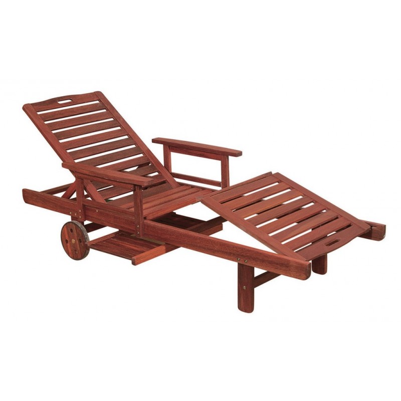 Ξύλινη Ανακλινόμενη Ξαπλώστρα Με Μπράτσα Και Ροδάκια 198 x 60 x 30(h) cm ,Red Shorea Κωδικός: C3017-HAR