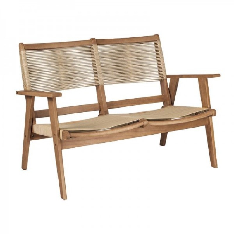 COFFEE Living Καναπές 2θέσιος Καθιστικού Βεράντας-Κήπου, Ακακία Φυσικό-Rope Wicker Μπεζ Κωδικός: [Ε-00026010] Ε2352,2 ΔΙΑΣΤΑΣΕΙΣ 119x71x84cm