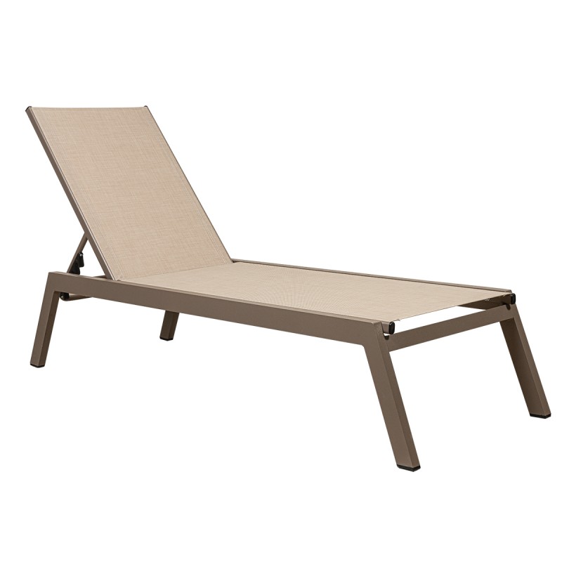 Καφέ Ανακλινόμενη Ξαπλώστρα 5 Θέσεων Με Εκρού Διάτρητο Ύφασμα Και Σκελετό Αλουμινίου Κωδικός: 22523