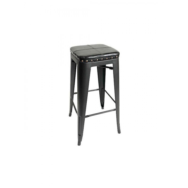 RELIX Σκαμπό Bar Στοιβαζόμενο, Μέταλλο Βαφή Μαύρο, Pu Μαύρο Κωδικός: [Ε-00025804] Ε5190P,15W