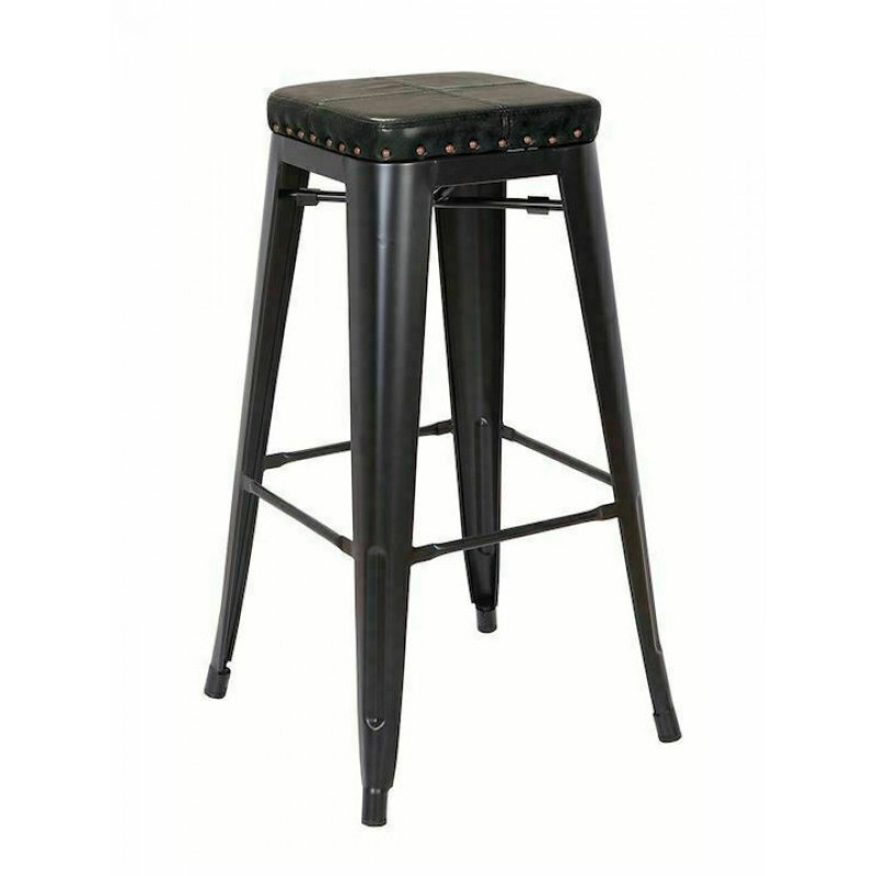 RELIX Σκαμπό Bar-Pro, Στοιβαζόμενο, Μέταλλο Βαφή Μαύρο Matte, Pu Μαύρο Κωδικός: [Ε-00023743] Ε5190P,15M