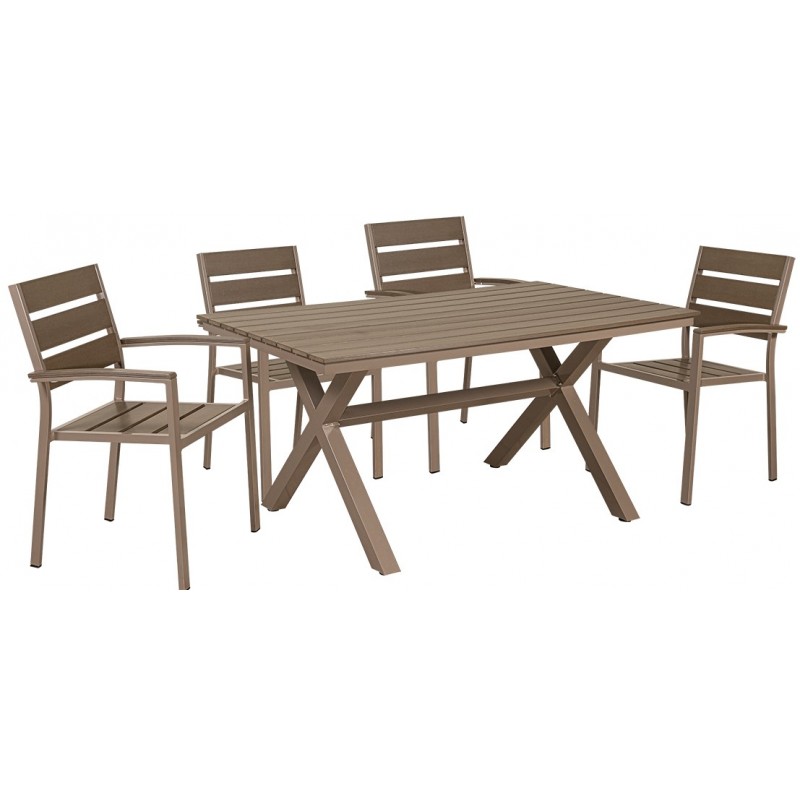 Τραπεζαρία Pollywood Με Σκελετό Αλουμινίου Σέτ 5 Τεμαχίων 150 x 90 x 74(H)cm Κωδικός: 154519