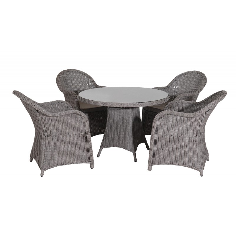 Rattan Τραπεζαρία Κήπου Με Αλουμίνιο Σκελετό ,Σέτ 5 Τεμαχίων 108 x 77(H)cm Κωδικός: 203456