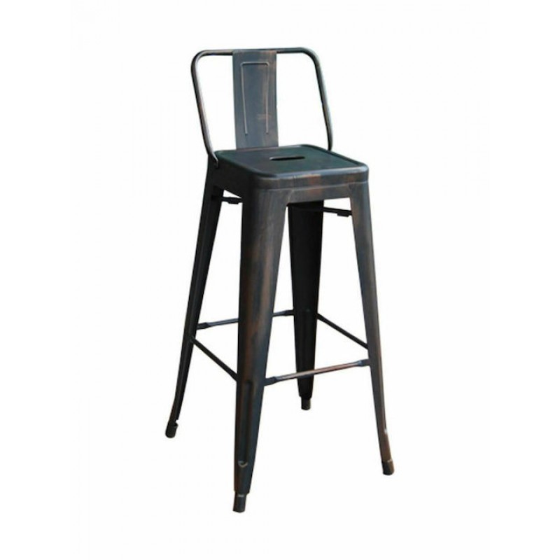 RELIX Σκαμπό Bar-Pro με Πλάτη, Μέταλλο Βαφή Antique Black Κωδικός: [Ε-00015484] Ε5199,10