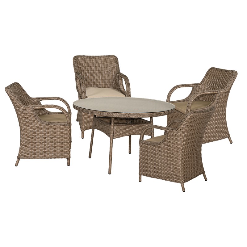 Τραπεζαρία Rattan Σέτ 5 Τεμαχίων ,Με Αλουμίνιο Σκελετό 120 x 75cm Κωδικός: 165437