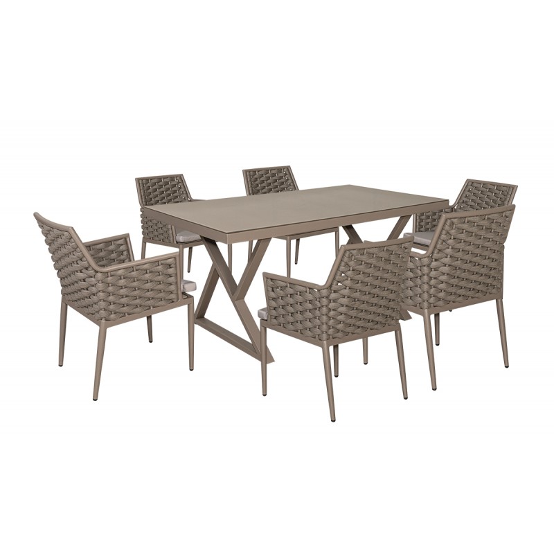 SIFINOS Τραπεζαρία Σέτ 7 Τεμαχίων ,Με Αλουμίνιο Σκελετό 160 x 90cm Κωδικός: 223883