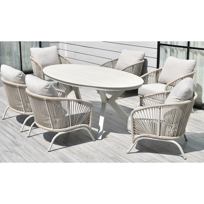 HARMONY Οβάλ Τραπεζαρία Σέτ Αλουμινίου ,Σέτ 7 Τεμαχίων 220 x 120 x 69(h)cm Κωδικός: 25141