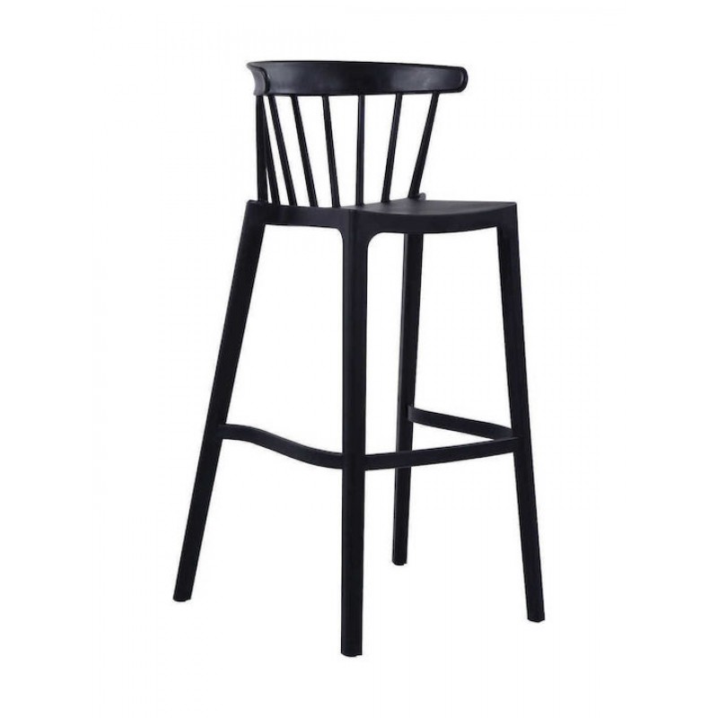 WEST Σκαμπό BAR με Πλάτη, PP-UV Μαύρο Κωδικός: [Ε-00021592] Ε384,2